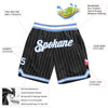 Custom Black White Pinstripe White-Light Blue Authentic Basketball Shorts