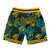 Custom Black Black-Gold 3D Pattern Design Tropical Palm Leaves Authentic Basketball Shorts