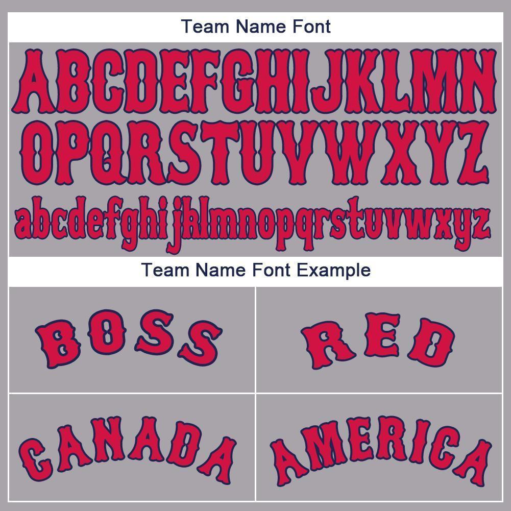 Custom Gray Red-Navy Baseball Jersey