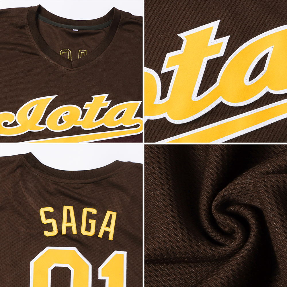 Custom Brown Orange-White Authentic Baseball Jersey