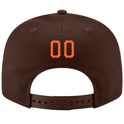 Custom Brown Orange-White Stitched Adjustable Snapback Hat