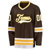Custom Brown White-Gold Hockey Jersey