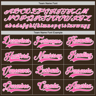 Custom Brown Pink-White Hockey Jersey