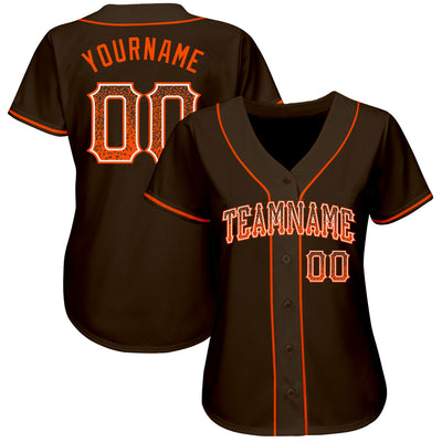 Custom Brown Orange-White Authentic Drift Fashion Baseball Jersey