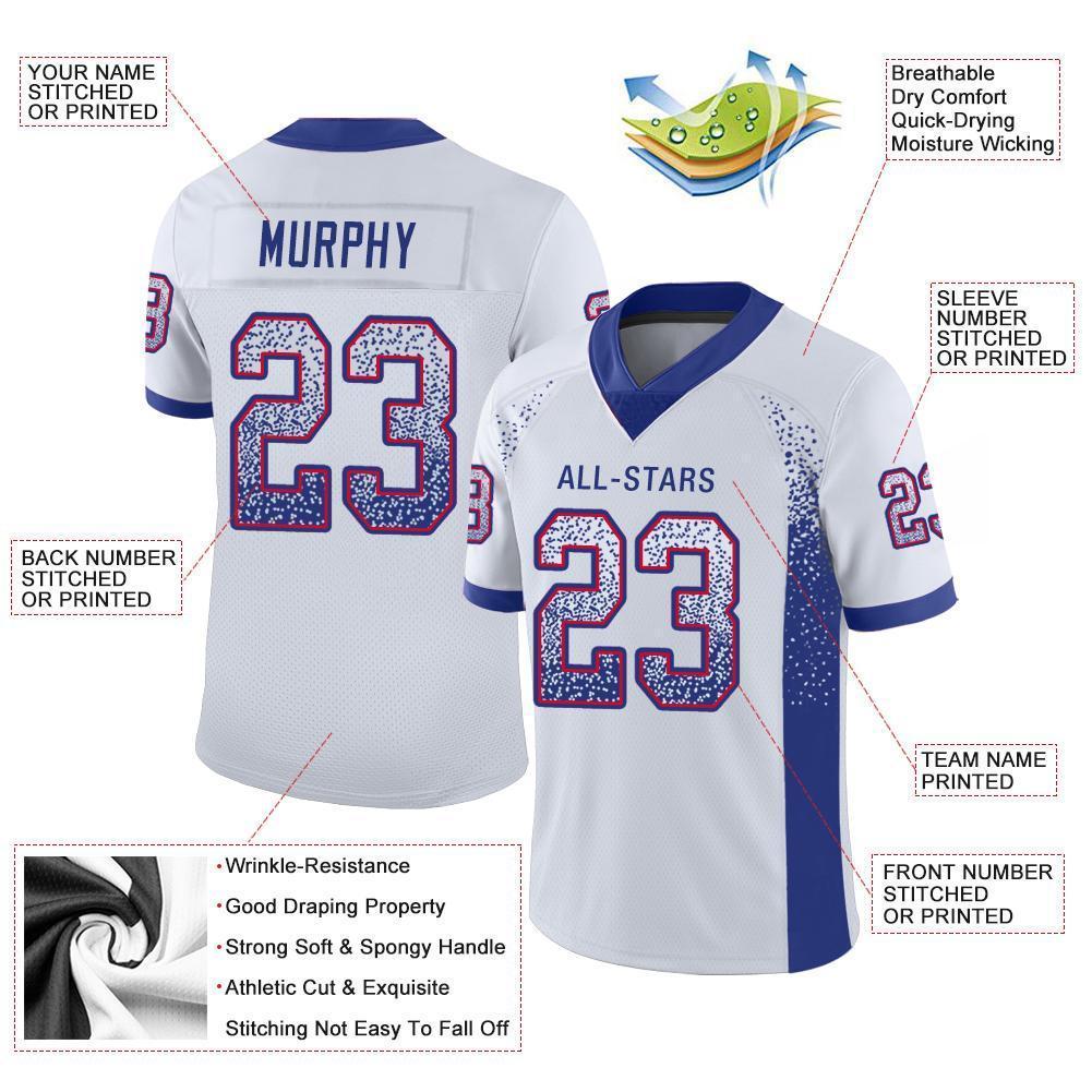 Custom White Royal-Red Drift Fashion Football Jersey