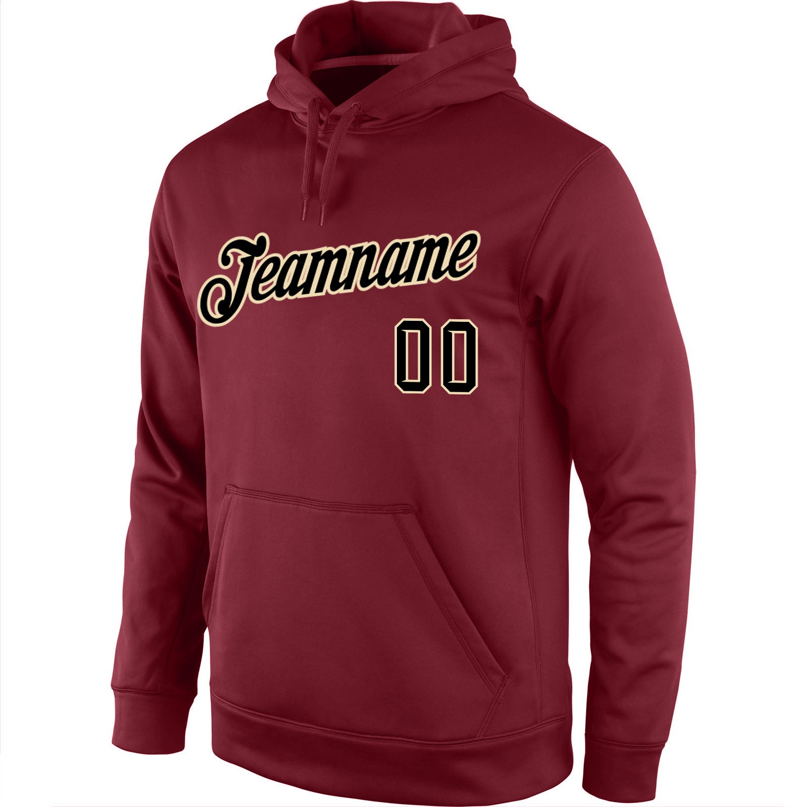 Custom Stitched Burgundy Black-Cream Sports Pullover Sweatshirt Hoodie