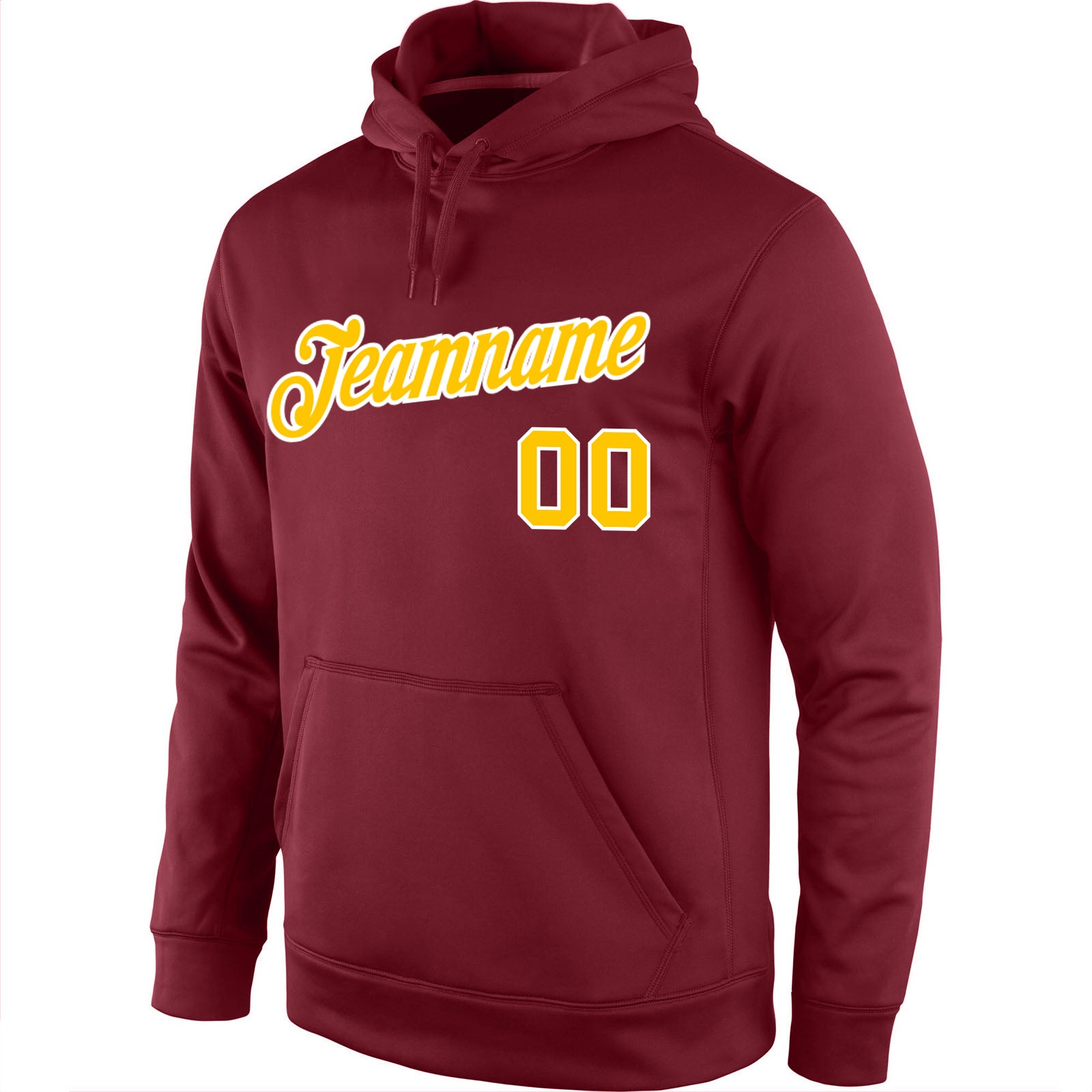 Custom Burgundy Sweatshirt Hoodie Gold-White Sports Pullover