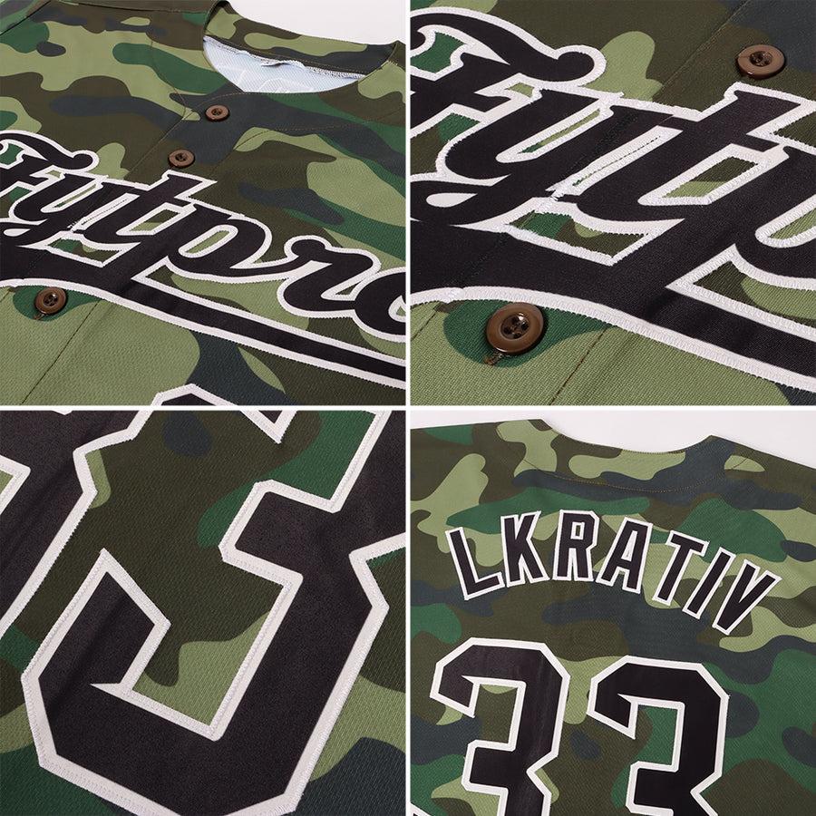 Custom Camo Black-City Cream Authentic Salute To Service Baseball Jersey