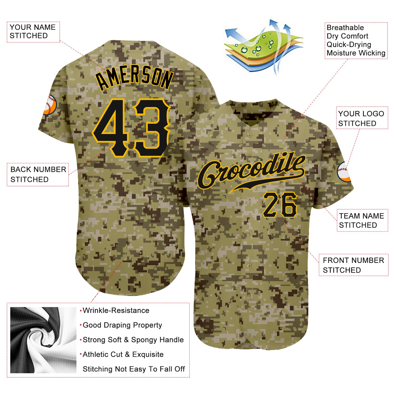Custom Camo Black-Gold Authentic Salute To Service Baseball Jersey