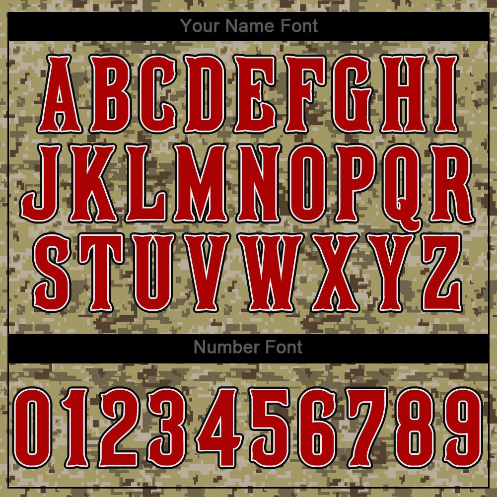 Custom Camo Red-Black Authentic Salute To Service Baseball Jersey