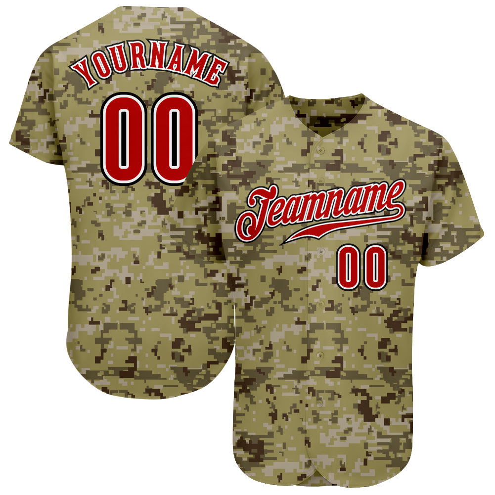 Custom Olive Red-Black Authentic Salute To Service Baseball Jersey
