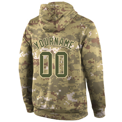 Custom Stitched Camo Olive-Cream Sports Pullover Sweatshirt Salute To Service Hoodie
