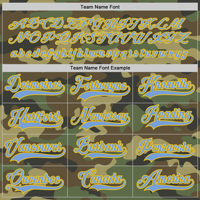 Custom Camo Light Blue-Gold Salute To Service Hockey Jersey