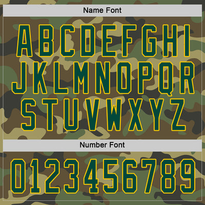 Custom Camo Green-Gold Salute To Service Hockey Jersey