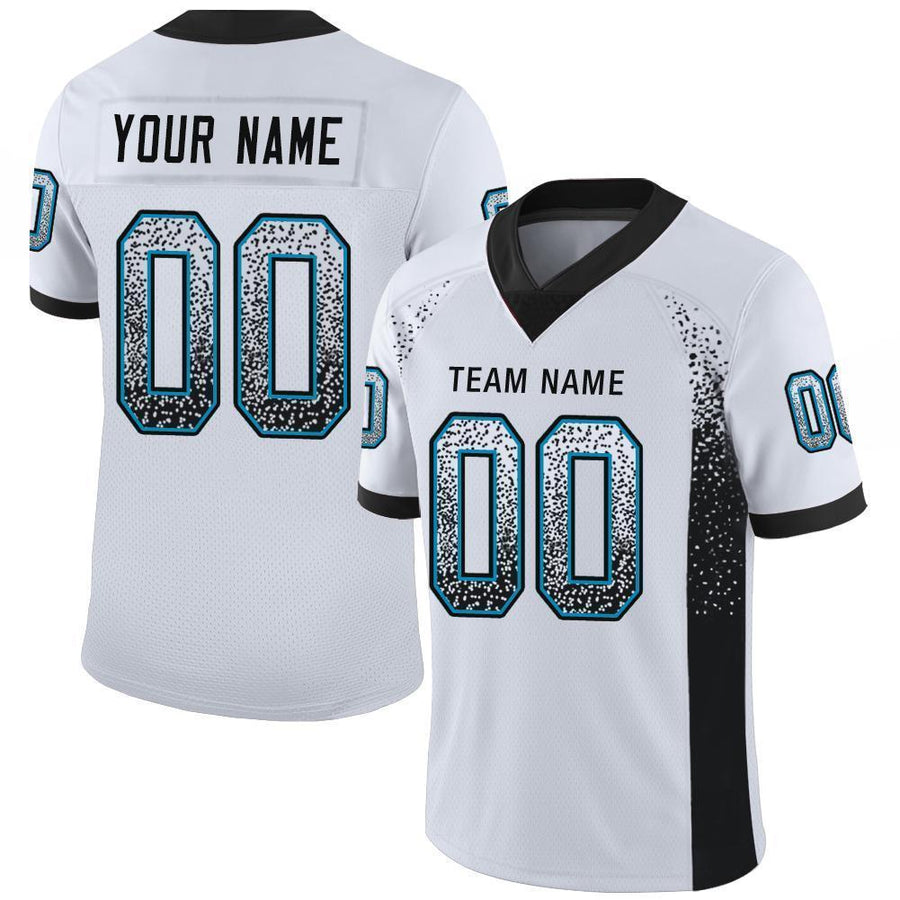 Custom White Black-Panther Blue Drift Fashion Football Jersey