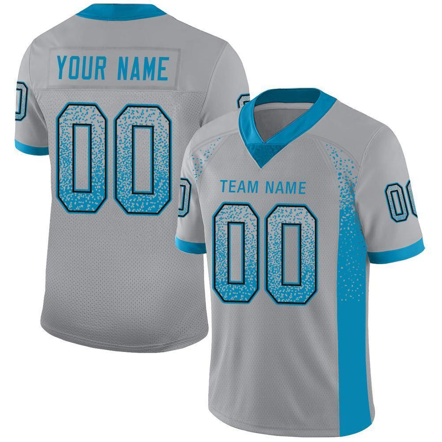 Custom Light Gray Panther Blue-Black Drift Fashion Football Jersey