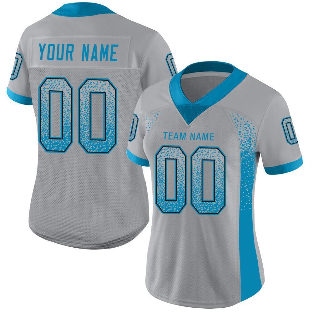 Custom Light Gray Panther Blue-Black Drift Fashion Football Jersey