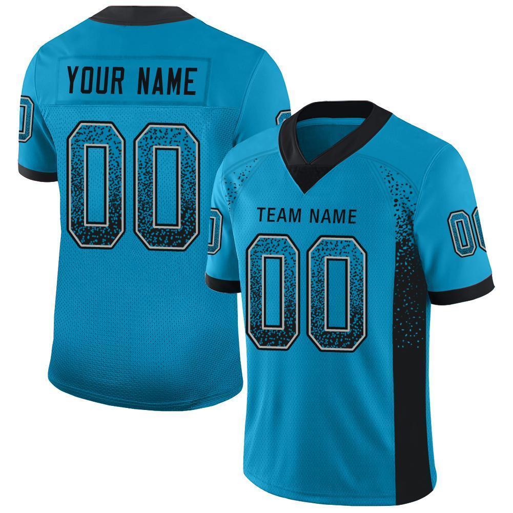 Custom Panther Blue Black-Gray Drift Fashion Football Jersey