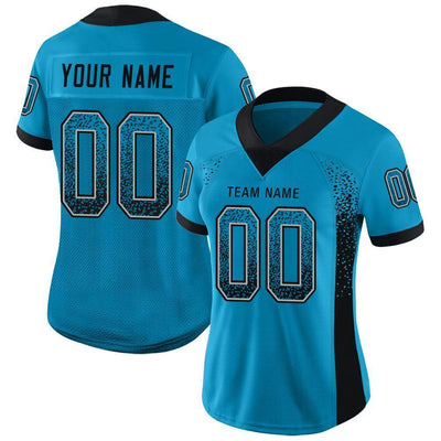 Custom Panther Blue Black-Gray Drift Fashion Football Jersey