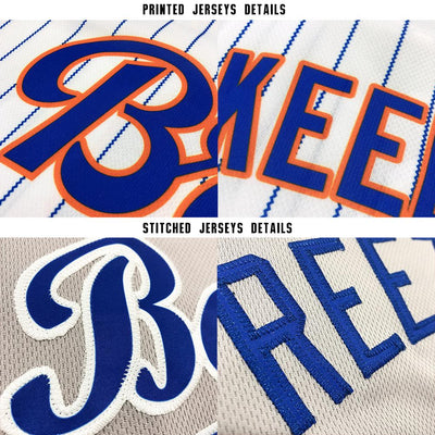 Custom White Royal Pinstripe Royal-Red Baseball Jersey