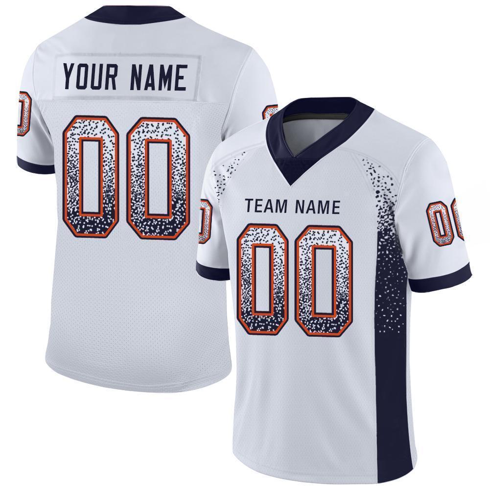 Custom White Navy-Orange Drift Fashion Football Jersey