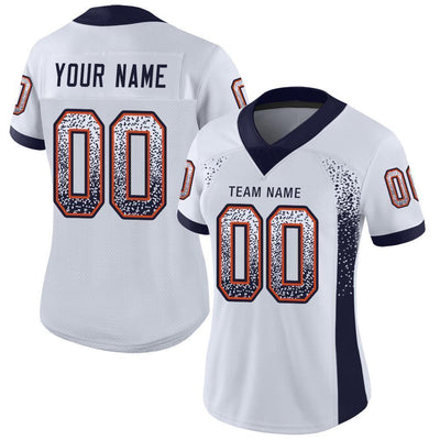 Custom White Navy-Orange Drift Fashion Football Jersey