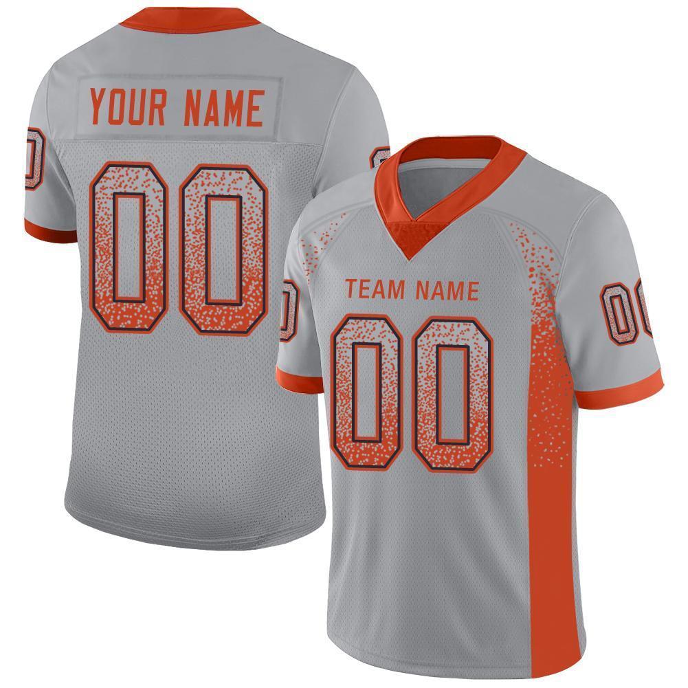 Custom Light Gray Orange-Navy Drift Fashion Football Jersey