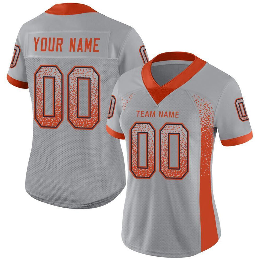 Custom Light Gray Orange-Navy Drift Fashion Football Jersey