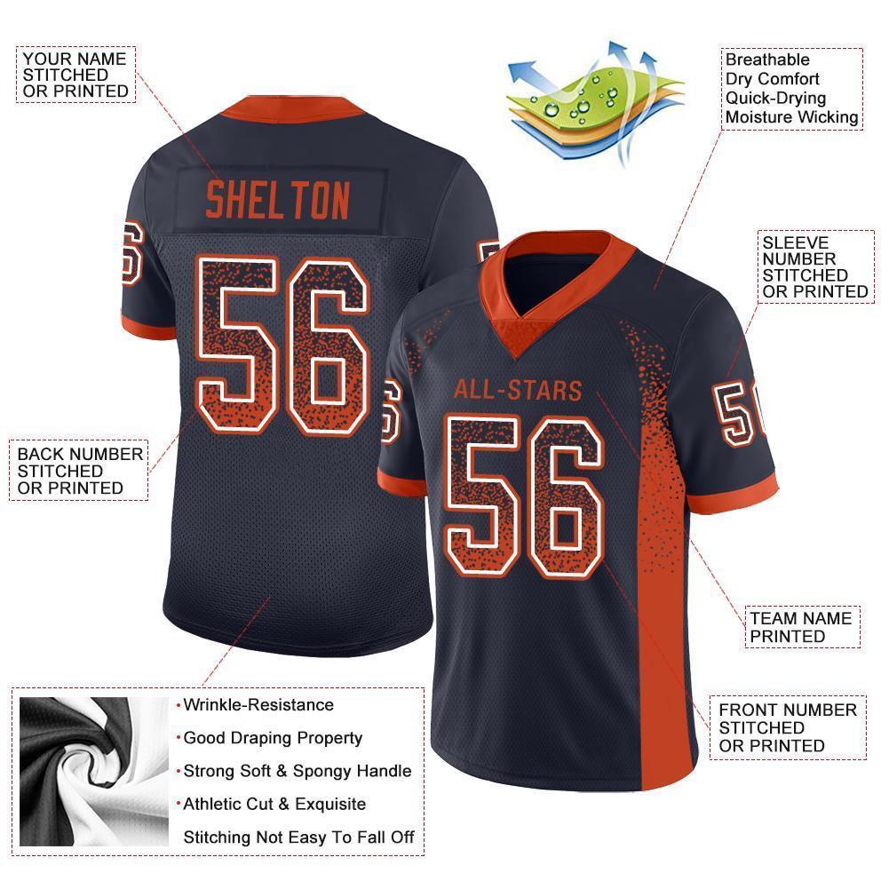 Custom Navy Orange-White Drift Fashion Football Jersey