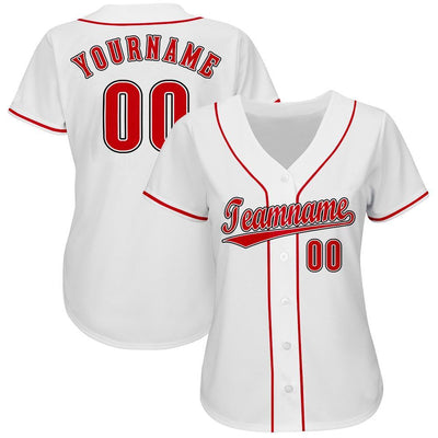 Custom White Red-Black Baseball Jersey
