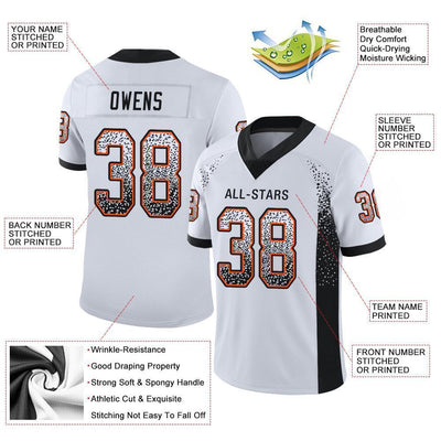 Custom White Black-Orange Drift Fashion Football Jersey