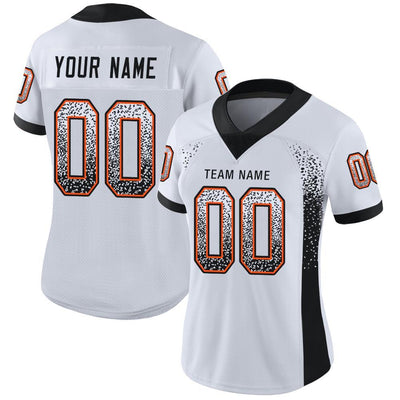 Custom White Black-Orange Drift Fashion Football Jersey
