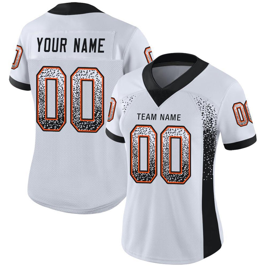 Custom White Black-Orange Drift Fashion Football Jersey