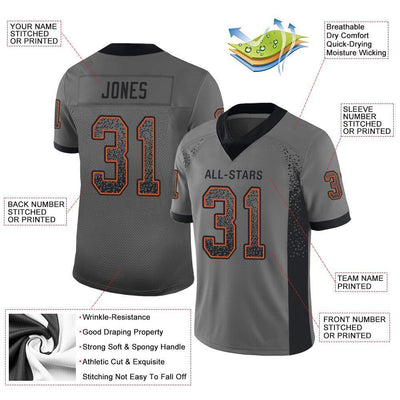 Custom Gray Black-Orange Drift Fashion Football Jersey