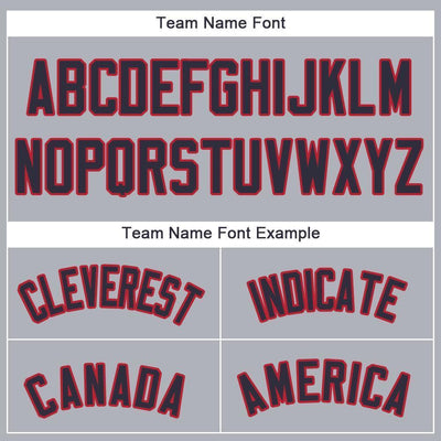 Custom Gray Navy-Red Baseball Jersey