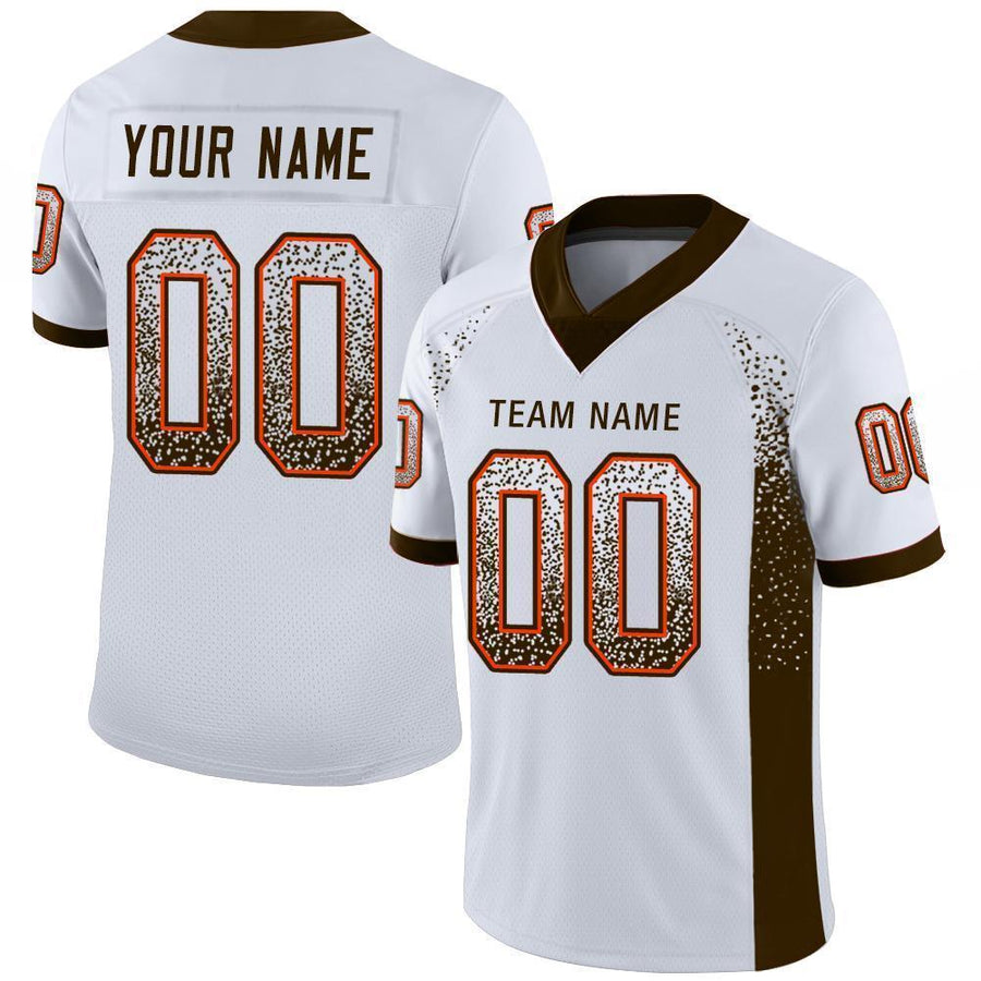 Custom White Brown-Orange Drift Fashion Football Jersey