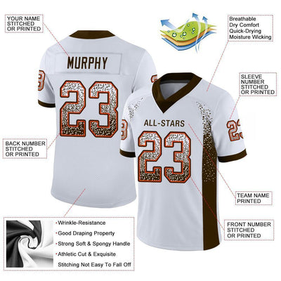 Custom White Brown-Orange Drift Fashion Football Jersey