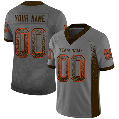 Custom Gray Brown-Orange Drift Fashion Football Jersey