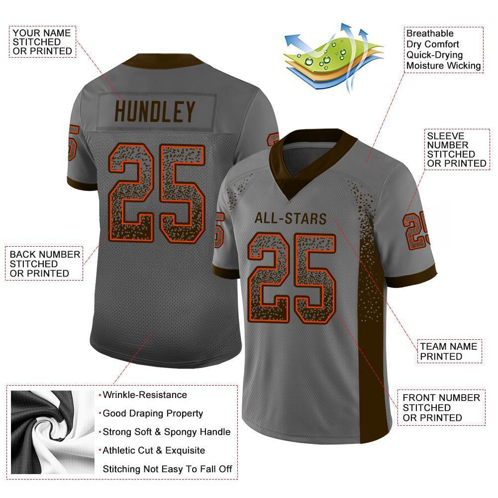 Custom Gray Brown-Orange Drift Fashion Football Jersey
