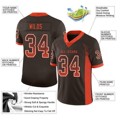 Custom Brown Orange-White Drift Fashion Football Jersey
