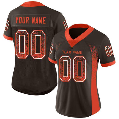 Custom Brown Orange-White Drift Fashion Football Jersey