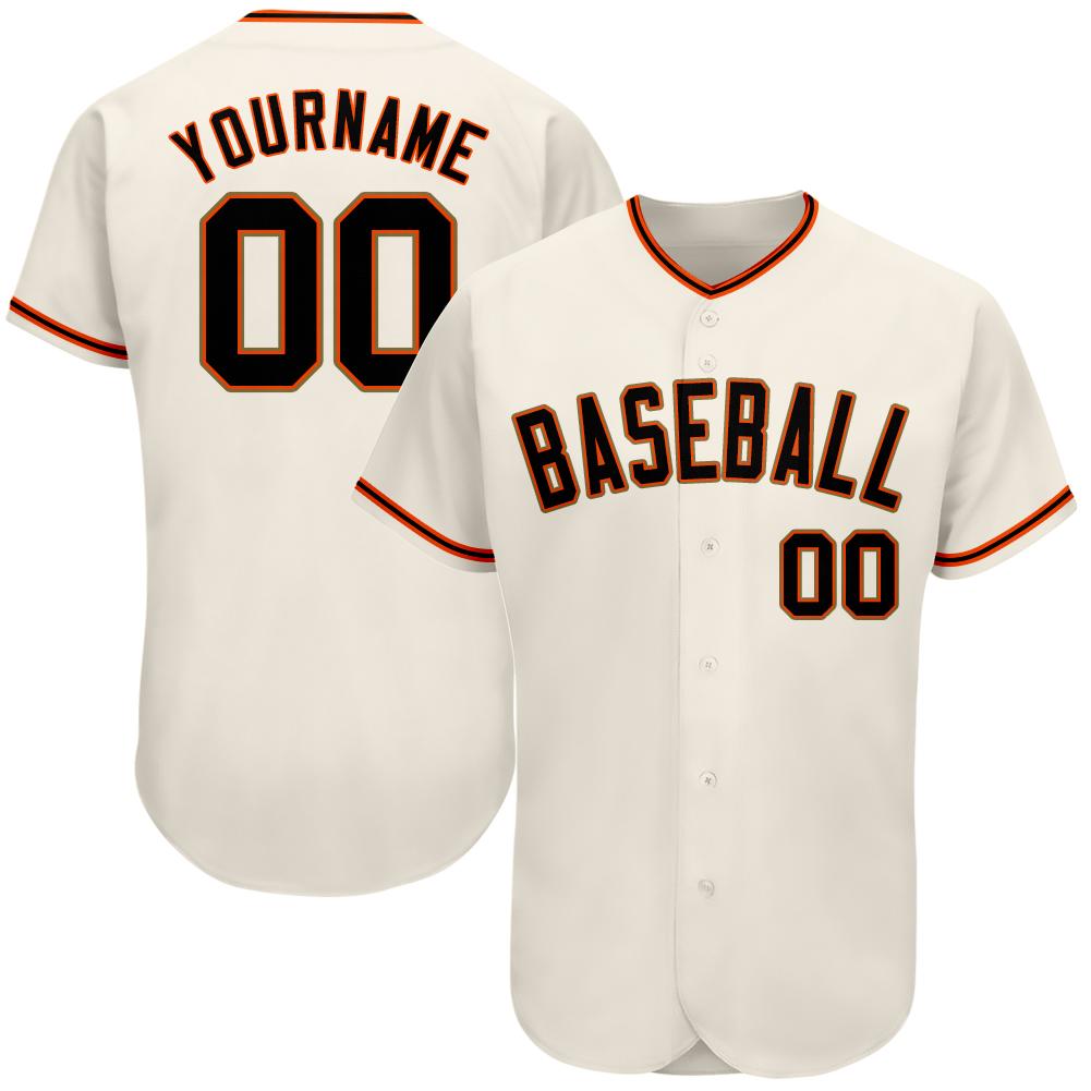 Custom Cream Black-Orange Authentic Baseball Jersey Men's Size:M