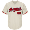 Custom Cream Red-Navy Authentic Throwback Rib-Knit Baseball Jersey Shirt