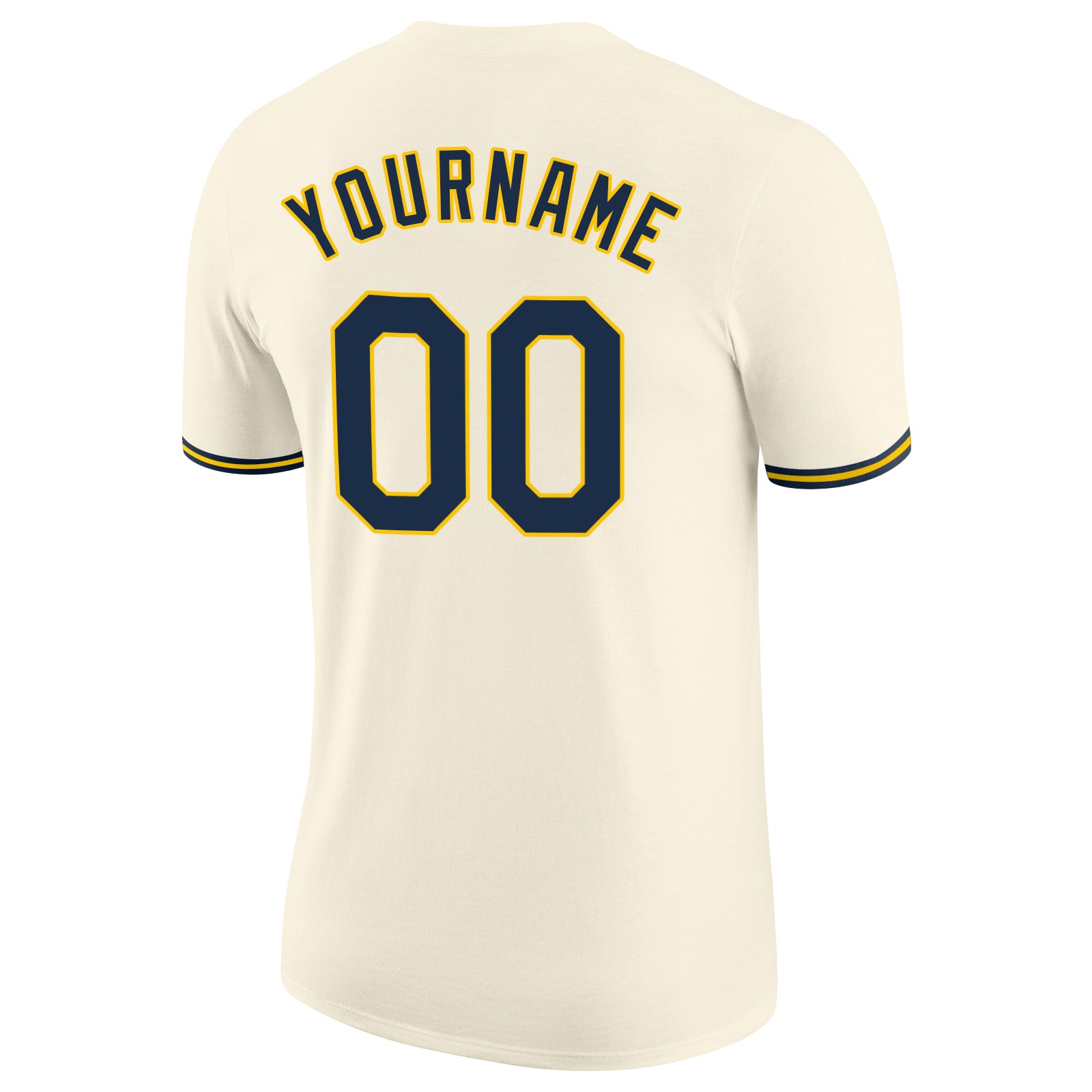 Custom Cream Navy-Gold Performance T-Shirt