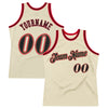 Custom Cream Black-Red Authentic Throwback Basketball Jersey