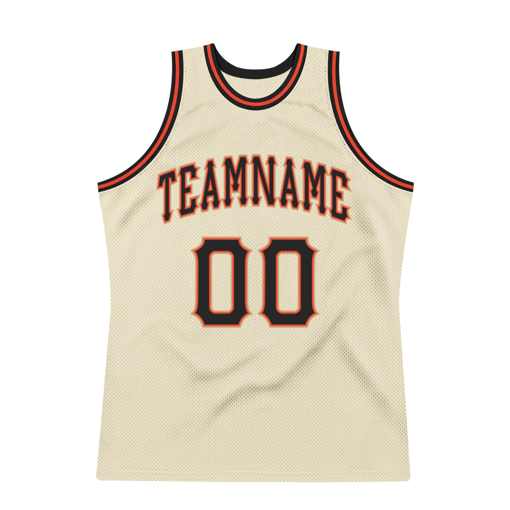 Custom Cream Black-Orange Authentic Throwback Basketball Jersey