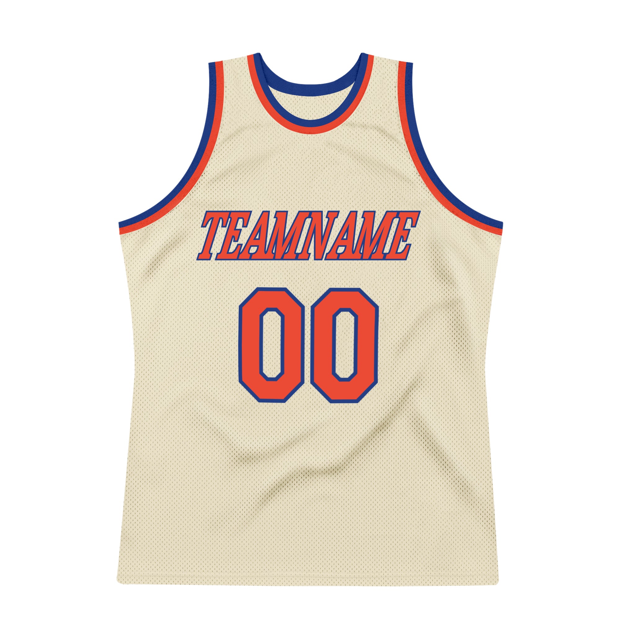 Custom Cream Orange-Royal Authentic Throwback Basketball Jersey