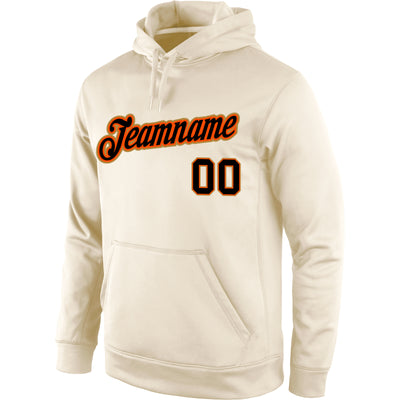 Custom Stitched Cream Black-Orange Sports Pullover Sweatshirt Hoodie