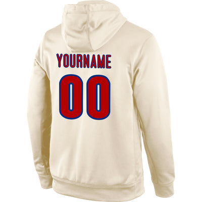 Custom Stitched Cream Red-Royal Sports Pullover Sweatshirt Hoodie