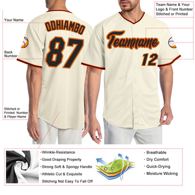 Custom Cream Black Orange-Old Gold Authentic Baseball Jersey